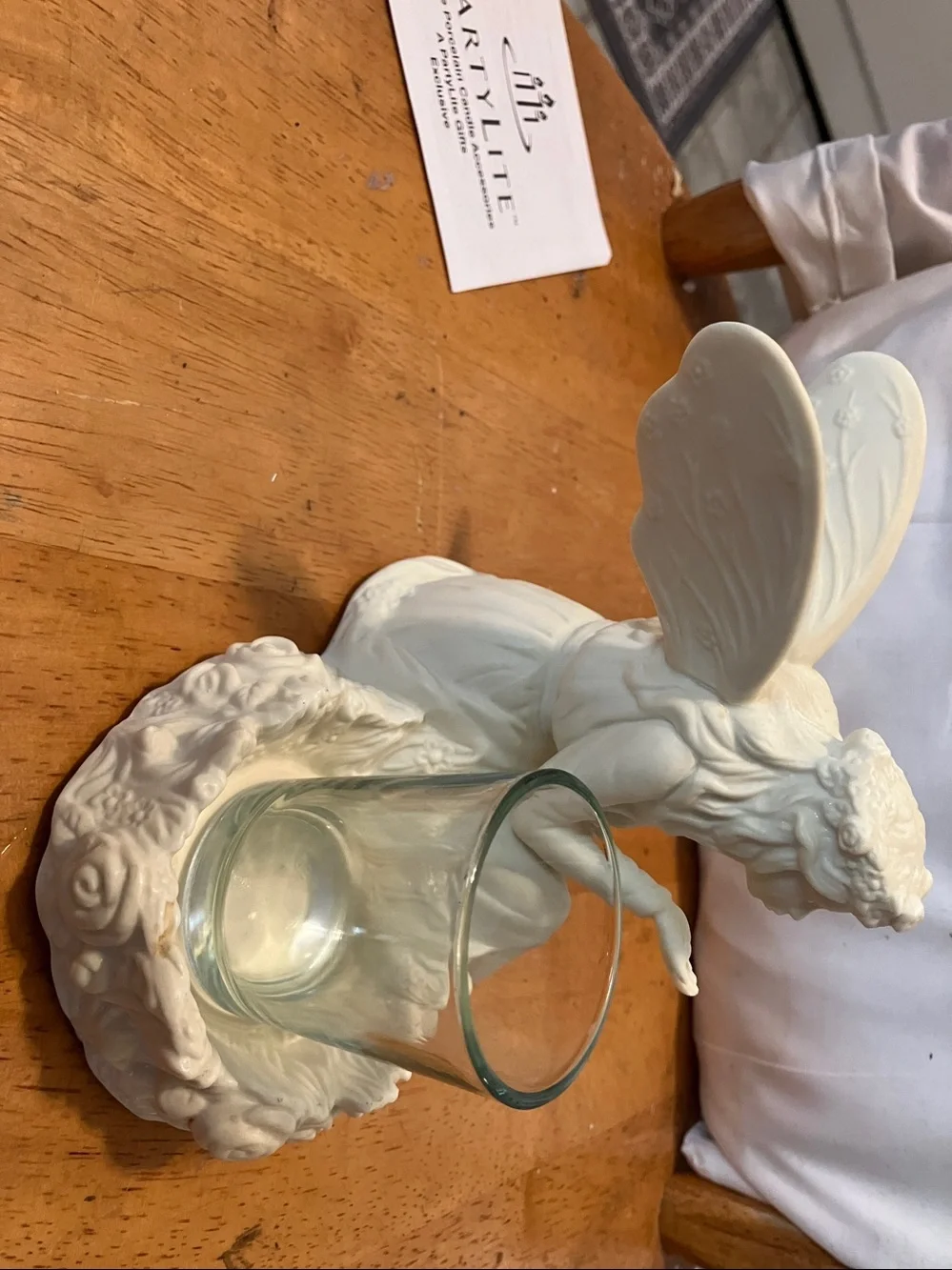 New. Partylite porcelain bisque. Cream 5”- 8” angel. Arianna with votive - Picture 5 of 11
